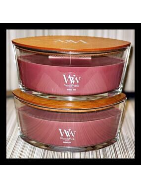 Yankee Candle 16 oz WoodWick Large Ellipse Scented Candle Rouge Oud x2